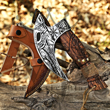 Custom Gift Hand Forged High Carbon Steel Pizza Axe - Majestic Blades